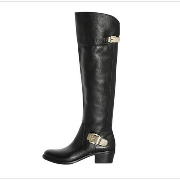 NEW VINCE CAMUTO BOCA BLACK GENUINE LEATHER KNEE HIGH BOOTS SIZE 12 - Picture 3 of 11